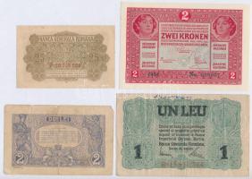 Románia 1915. 2L + Német megszállás 1917. 25b román felülbélyegzéssel + 1L  + Magyarország 1917. 2K ...