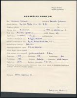 1973 Modell és manöken nyilvántartás egy lapja, 24x18 cm