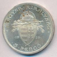 1938. 5P Ag "Szent István" T:2 kis ph., kis patina
Adamo P8.1