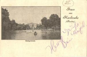 Karlsruhe, Stadtgartensee / lake, military feldpost (vágott / cut)