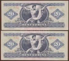 1975. 20Ft (2x) egymásutáni sorszámmal T:I