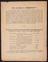cca 1935 "Ki zavarja a világbékét?" antiszemita propaganda nyomtatvány a bécsi Pumbedita n...
