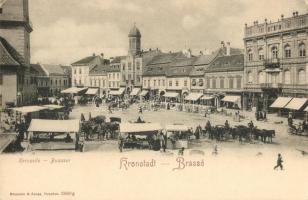 Brassó, Kronstadt, Brasov; Búzasor, Servatius &amp; Graef üzlete, gyógyszertár, kaidja Römmler &amp; Jonas / wheat market, shop, pharmacy (EK)