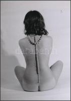 cca 1976 Nyakláncos lány, szolidan erotikus fényképek, 3 db vintage negatívról készült mai nagyítás, 25x18 cm / 3 erotic photos, 25x18 cm