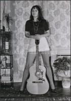 cca 1976 Gitárral és gitár nélkül, szolidan erotikus fényképek, 3 db vintage negatívról készült mai nagyítás, 25x18 cm / 3 erotic photo, 25x18 cm