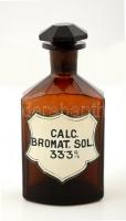 Calc. Bromat Sol. feliratú gyógyszertári üveg, apró karcolással, m:16 cm