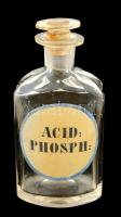 Acid Phosph. feliratú gyógyszertári üveg, apró karcolással, m:15 cm