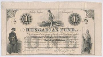 1852. 1$ A Kossuth bankó sorszám nélkül T:III Hungary 1852. 1 Dollar A Hungarian Fund without serial number C:F Adamo G117/1