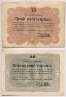 1849. 15kr + 30kr Kossuth bankó T:III