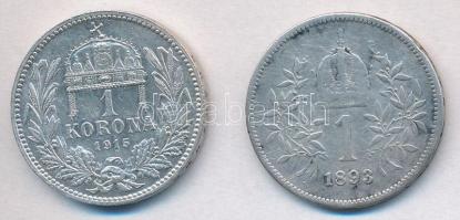 Vegyes: 1915KB 1K Ag "Ferenc József" + Ausztria 1893. 1K Ag "Ferenc József" T:2-...