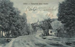 Csúz, Cúz, Dubník; Tepmlom utca részlete, kiadja Herzog Mór / street view (EK)