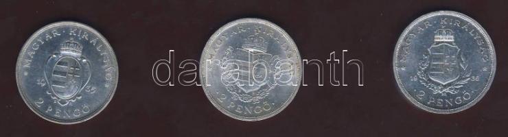 1935-36. 2P Ag 3klf db "Liszt,Rákóczi,Pázmány" sor T:1/2
