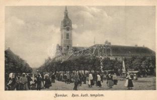 Zombor, Sombor; Római katolikus templom, Hősök szobra, piac. Különlegességi Tőzsde kiadása / church, monument, market