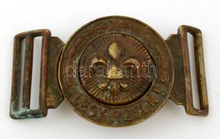 "Légy résen" feliratú,réz cserkész övcsat, 9×5 cm
