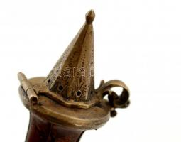 Régi réz kupakos női tajtékpipa, h:14 cm