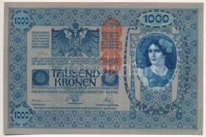 1902. 1000K piros "Deutschösterreich" felülbélyegzéssel és hamis "SHS" bélyegzés...