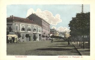 Temesvár, Timisoara; Józsefváros, Hunyadi út, Keppich Adolf, Simon László és Kováts üzlete / street, shops