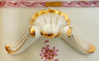 Herendi indiai kosár mintás kaspó, porcelán, kézzel festett, jelzett, hibátlan, m:16, d:19 cm