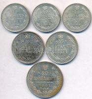 Orosz Birodalom 1914. 10k Ag (3x) + 15k Ag (2x) + 20k Ag T:1-,2 Russian Empire 1914. 10 Kopeks Ag (3x) + 15 Kopeks Ag (2x) + 20 Kopeks Ag C:AU,XF