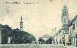 Újgradiska, Nova Gradiska; Ferenc József tér / Trg Franje Josipa I. / square (EK)