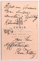 cca 1870 Ketten Hernik (1848-1883) zongoraművész,  zeneszerző vizitkártya méretű fotója  Saját kezű ...