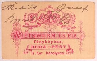 cca 1870 Radics József (1846-1881) váci prímás vizitkártya méretű fotója  l / Hungarian  gypsy music...