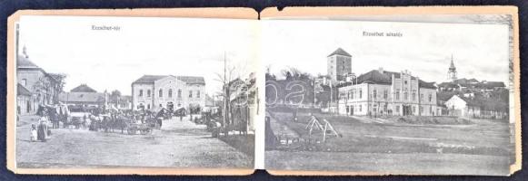 Dunaföldvár, Somló Manó saját kiadású ritka Art Nouveau leporellolap. Belül "Dél" vontatóh...