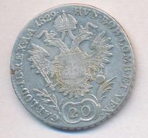 1829B 20kr Ag "I. Ferenc" T:2- lapkahiba
Huszár 1979., Unger III.: 1380.a