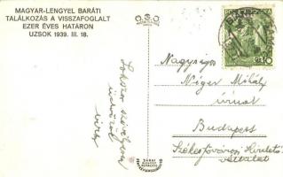 1939 Uzsok, Uzhok; Magyar-Lengyel Baráti találkozás a visszafoglalt ezeréves határon, borozó katonák...
