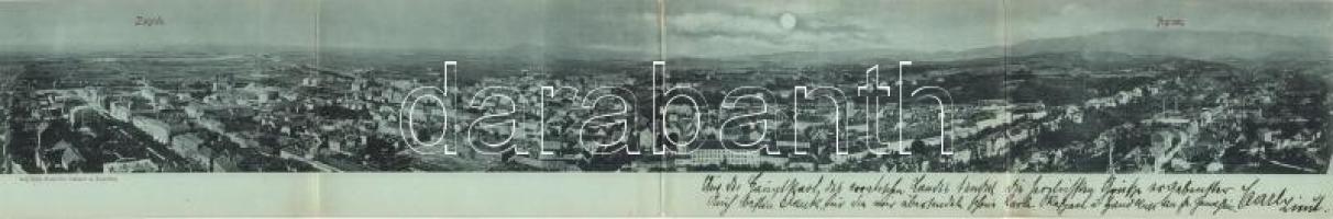 1898 Zagreb. 4-részes panorámalap / 4-tiled panoramacard (r)
