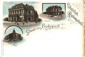 Budapest, Nemzeti Színház, Opera, Népszínház, Louis Glaser litho (EK)