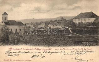 Sepsiszentgyörgy, Sfantu Gheorghe; Római katolikus templom és Posta park / church and park