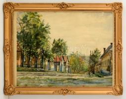 Olvashatatlan jelzéssel: Gödöllő 1949. Akvarell, papír, üvegezett keretben, 28×36 cm