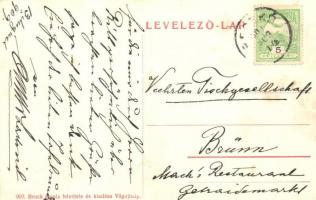 Beckó, Beczkó; utcakép a várral, Kohn Mór és Schwartz Vilmos üzlete. Bruck Gyula felvétele és kiadás...