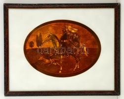 Herczeg István (?-): Hajnali lovaglás. Olaj, karton, jelzett, üvegezett keretben 22×28 cm