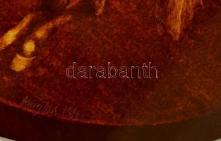 Herczeg István (?-): Hajnali lovaglás. Olaj, karton, jelzett, üvegezett keretben 22×28 cm