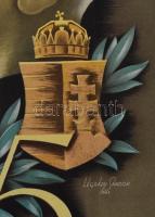 1943 Légrády Sándor (1906 - 1987): Horthy Miklós 75 éves. Klösz Coloroffset, Budapest. Hajtva, jó ál...