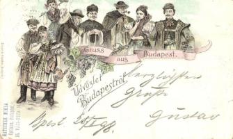 1898 Budapest, folklór, kiadja Eisler G. litho (kis szakadás / small tear)