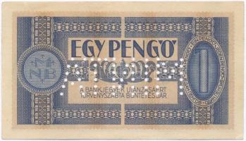 1938. 1P "MINTA" perforációval, "H290 050526" T:I- / Hungary 1938. 1 Pengő "...