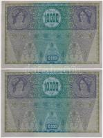 1918. 10.000K (3x) sorszámkövetők "1206 53444" - "1206 53446", piros "DEUTS...