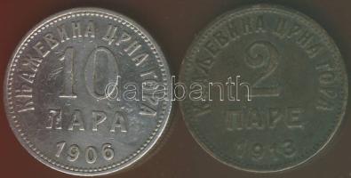 Montenegro 1906. 10P T:2/3 ph. + 1913. 2P T:3/4 ph