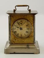 Fém házas asztali óra, másodpercmutatós, sérült, nem működik, m:27 cm