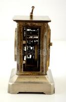 Fém házas asztali óra, másodpercmutatós, sérült, nem működik, m:27 cm