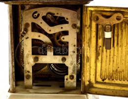 Fém házas asztali óra, másodpercmutatós, sérült, nem működik, m:27 cm