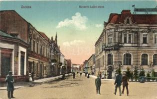 Zsolna, Zilina; Kossuth Lajos utca, Rémi szálloda / street view with hotel