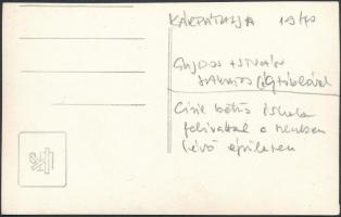 1940 Beregszász, páncélautó az út szélén, fotó, hátulján feliratozva, 8,5×13,5 cm