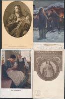 5 db RÉGI motívumlap, vallási és katonai témájú képeslapok / 5 pre-1945 motive cards, religion- and military-themed postcards