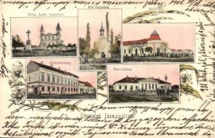 Jászapáti, Szálloda, Járásbíróság, Városháza, Art Nouveau képeslap (EK)