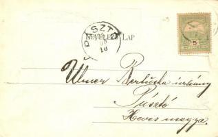 Jászapáti, Szálloda, Járásbíróság, Városháza, Art Nouveau képeslap (EK)