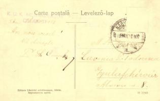 Nagyszeben, Hermannstadt, Sibiu; Schewis utca, Igazságügyi palota, Főegyházmegyei palota, villamos k...